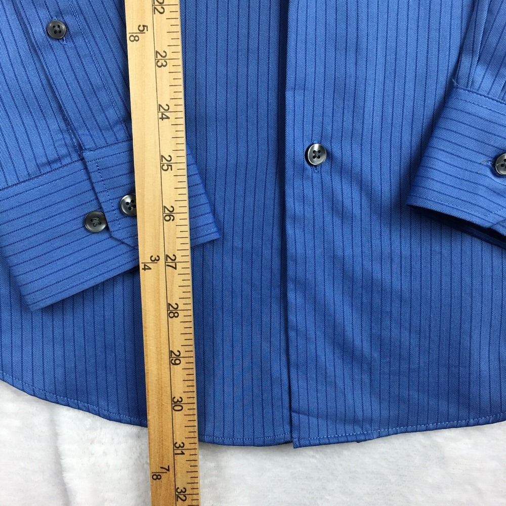 Van Heusen Dress Shirt Men's Small/Petite 14-14.5 Blue‎ Pinstripe No Iron NWT! - Picture 8 of 11